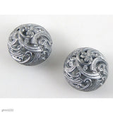 High quality Zinc alloy "Zamak" filigree beads. Natural pearly-grey washed finish.  Each bead is 26mm end-to-end.