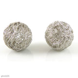 Wire Wrapped Sphere Beads: Pack of 2 (Silver)