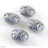 High quality Zinc alloy "Zamak" filigree beads. Natural pearly-grey washed finish.  Each bead is 20mm end-to-end. Pack of 4