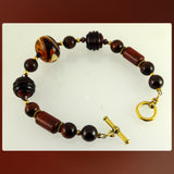 Artisan Bracelet: Glass Beads, Tiger-Eye and Poppy Jasper