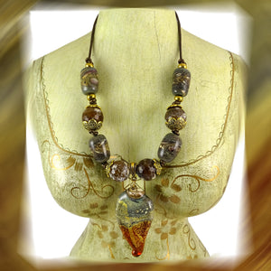 Necklace Featuring Our Own Handmade Glass Beads & Pendant