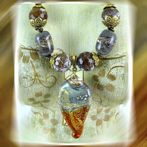 Necklace Featuring Our Own Handmade Glass Beads & Pendant
