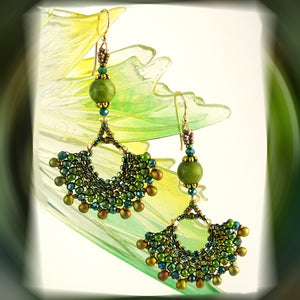Wedge Petal Weave Earrings: Royal Jade
