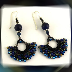 Wedge Petal Weave Earrings: Black Moon Lilith