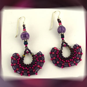 Wedge Petal Weave Earrings: Berry Swirl