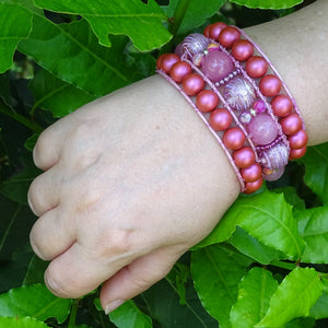 The Big Pink: Triple Row Leather Boho-Wrap Bracelet