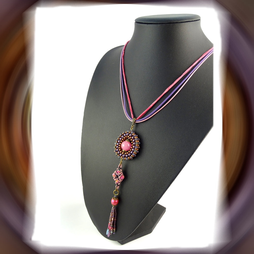 Pink Moon Halo Pendant Necklace