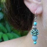"Clarity" Earrings: Frosted Amonzonite & Hand-Woven "Berry Beads"