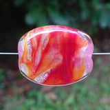 Handmade Glass Focal Bead: Ruby, Pinks & Silver Leaf
