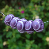 Handmade Glass Bead Set: 5 Lampwork Beads (Violet & Ivory)