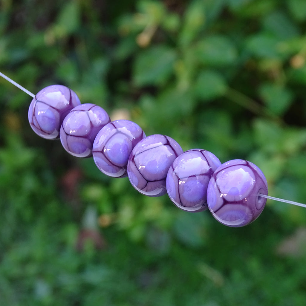 Handmade Glass Bead Set: 6 Lampwork Beads (Purple Shades)