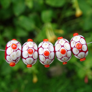 Handmade Glass Bead Set: 5 Lampwork Beads with Raised Dots