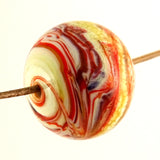 Handmade Hollow Core Glass Focal Bead: Ivory/Amber/Coral