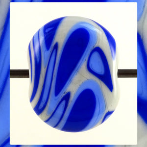 Handmade Glass Lampwork Bead - Sold Individually: Blues On Light Gray (Focal)