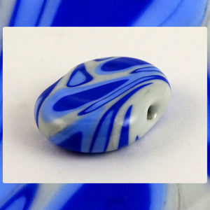 Handmade Glass Lampwork Bead - Sold Individually: Blues On Light Gray (Focal)