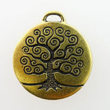 Gold Plated Pewter Charm: Stylized Tree of Life (double-sided)