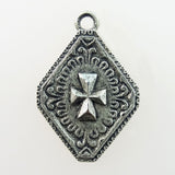 Silver Plated Pewter Charm: Stylized Cross
