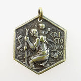 Solid Brass Charm: St. Christopher (double-sided)