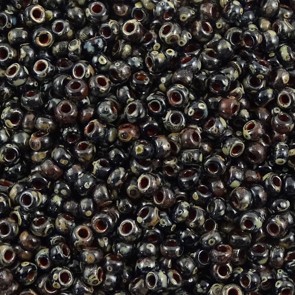 Miyuki Seed Bead 8/0: Opaque Picasso Black (10 Grams)