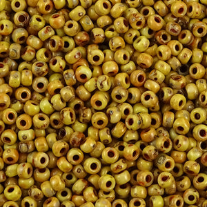 Miyuki Seed Bead 8/0: Opaque Picasso yellow (10 Grams)