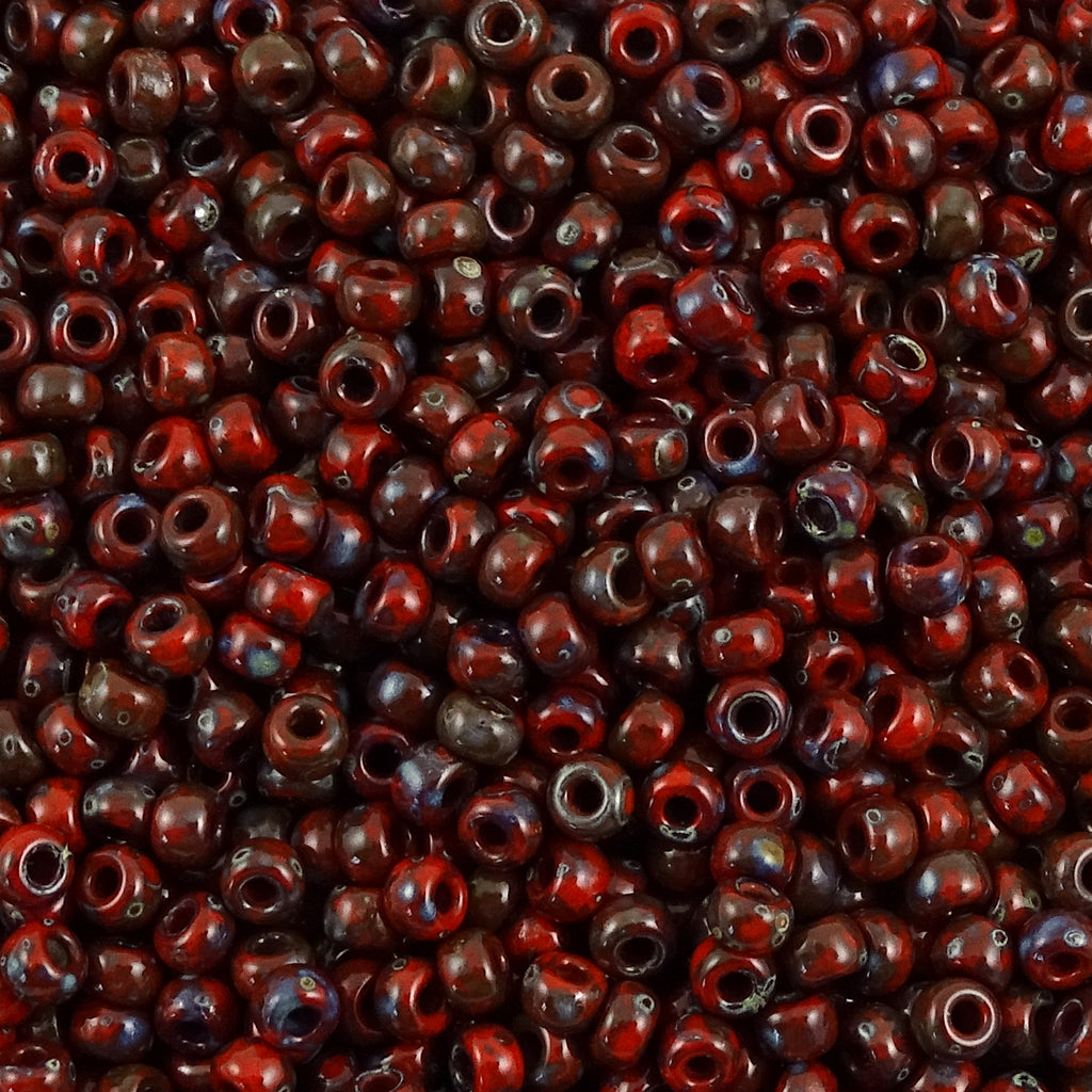 Miyuki Seed Bead 8/0: Opaque Picasso Red (10 Grams)
