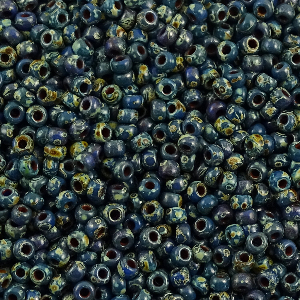 Miyuki Seed Bead 8/0: Opaque Picasso Montana Blue (10 Grams)