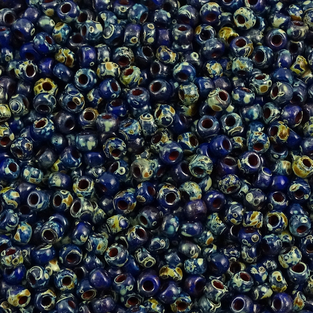Miyuki Seed Bead 8/0: Opaque Picasso Cobalt (10 Grams)