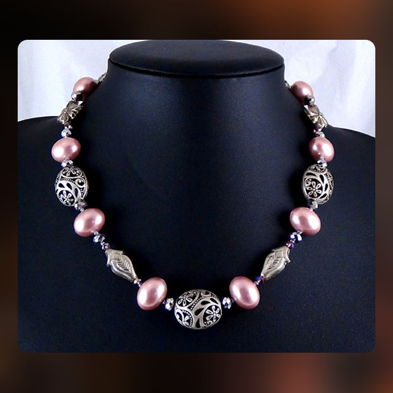 Necklace Featuring South-Sea Pearls and Cut Crystal Beads