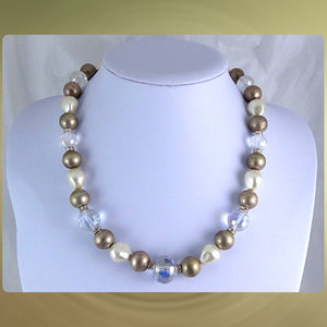 Vintage-Style Necklace: Swarovski w/ Baroque Glass Pearls