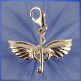 Sterling Silver Charm: Musical Note With Wings