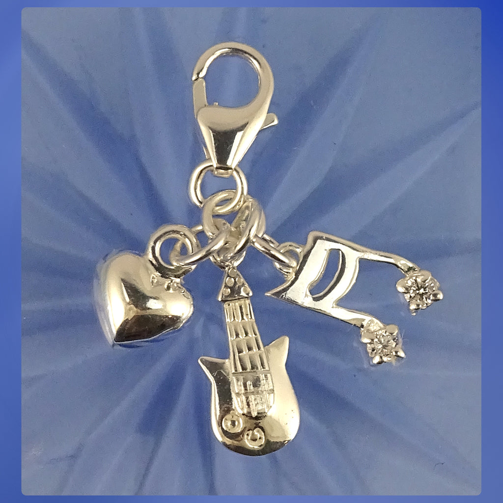Sterling Silver Charm: I Love Music