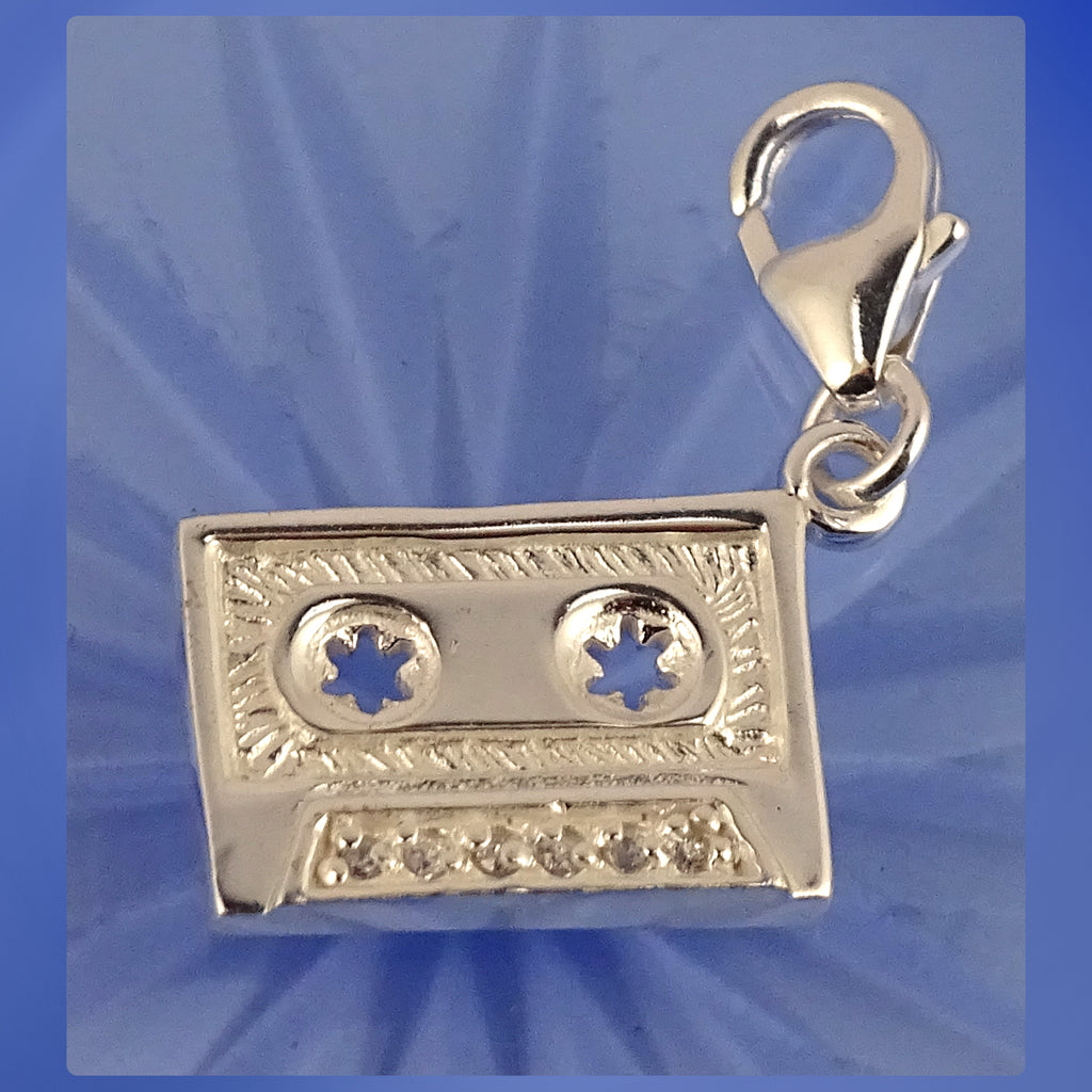 Sterling Silver Charm: Audio Cassette