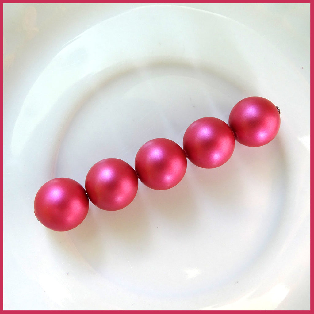 Swarovski Crystal Pearls: 10mm / Mulberry Pink / Bag of 5 Pieces (5810)