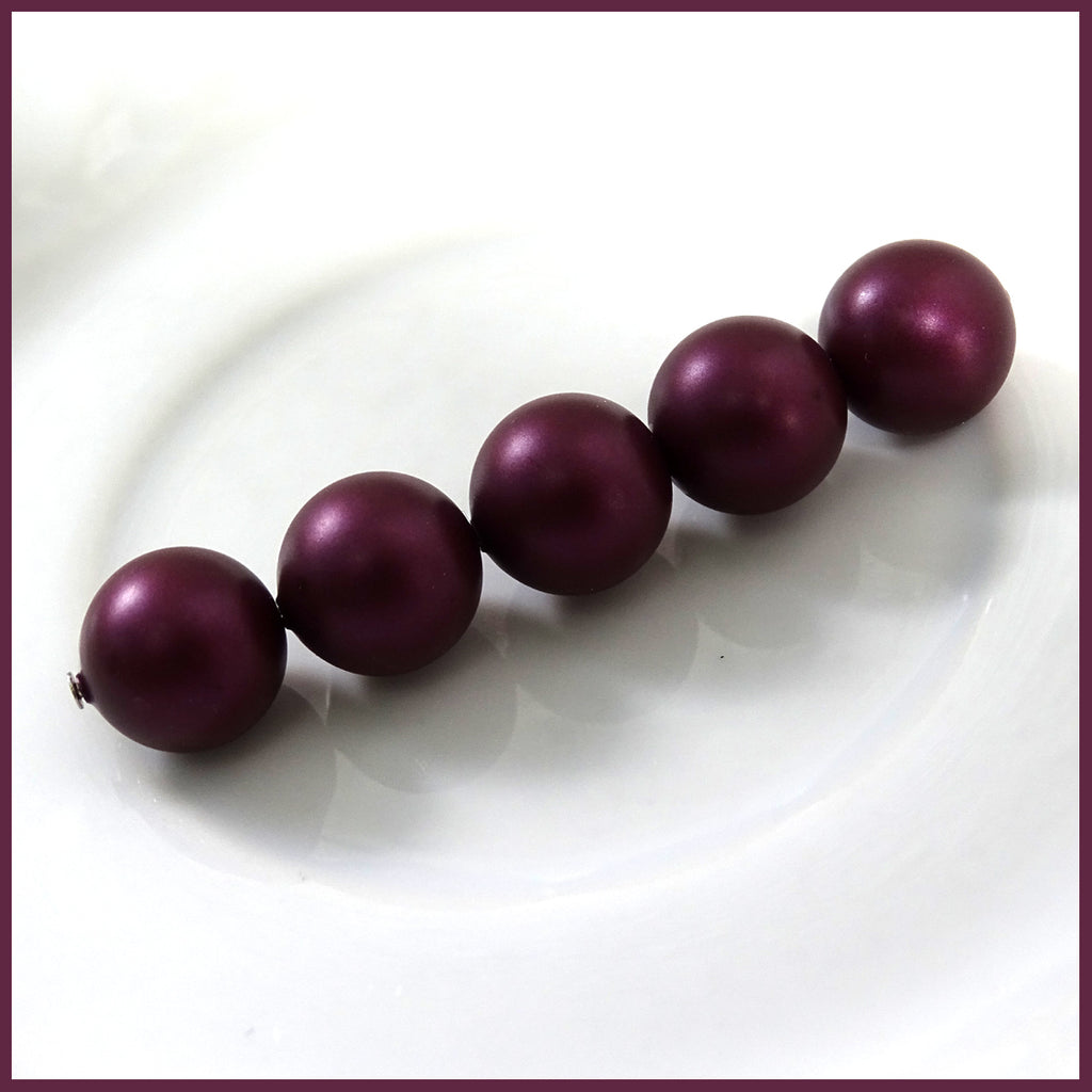 Swarovski Crystal Pearls: 10mm / Bordeaux / Bag of 5 Pieces (5810)