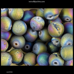 Semi-Precious Stones: Electroplated Agate (Pack of 10)