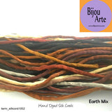Hand Dyed Silk-Satin Cords: Earth Mix (4-5mm width)