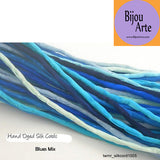Hand Dyed Silk-Satin Cords: Blues Mix (4-5mm width)