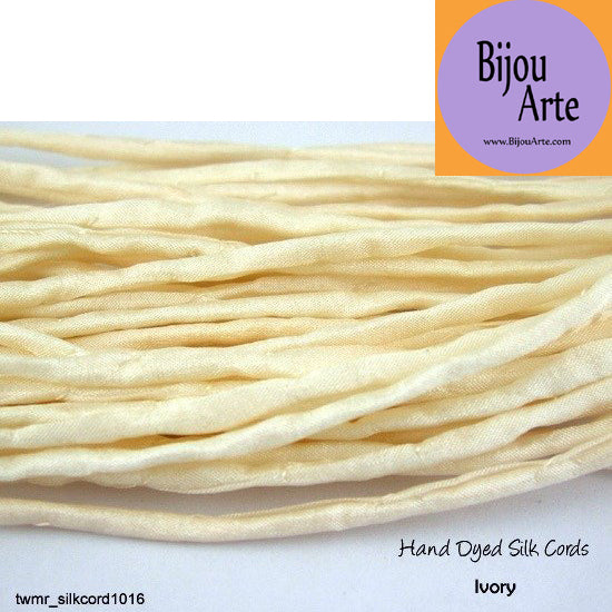 Hand Dyed Silk Cords: Ivory (2mm width)