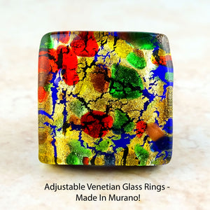 Adjustable Venetian Glass Rings -  Made In Murano!