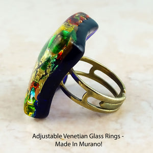 Adjustable Venetian Glass Rings -  Made In Murano!