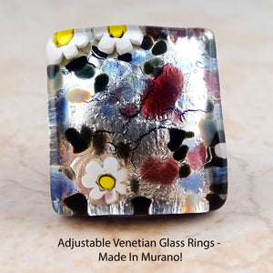 Adjustable Venetian Glass Rings -  Made In Murano!