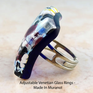 Adjustable Venetian Glass Rings -  Made In Murano!