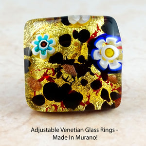 Adjustable Venetian Glass Rings -  Made In Murano!