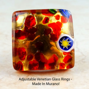 Adjustable Venetian Glass Rings -  Made In Murano!