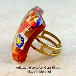 Adjustable Venetian Glass Rings -  Made In Murano!