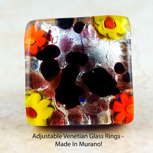 Adjustable Venetian Glass Rings -  Made In Murano!