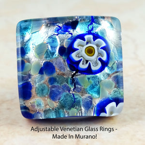 Adjustable Venetian Glass Rings -  Made In Murano!
