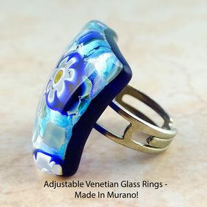 Adjustable Venetian Glass Rings -  Made In Murano!