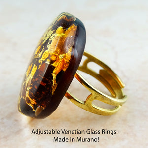 Adjustable Venetian Glass Rings -  Made In Murano!