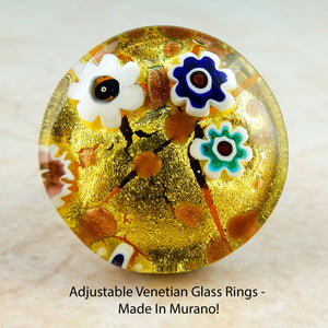 Adjustable Venetian Glass Rings -  Made In Murano!